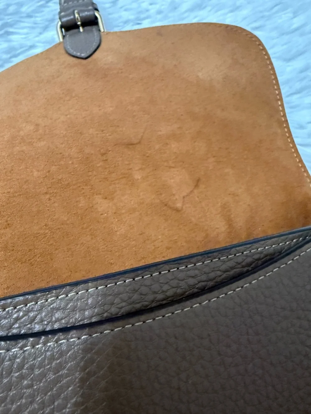 Coach Amelia Saddle Bag CP107 Dark Stone Pebble Leather Crossbody Gold Hardware - Picture 6 of 8